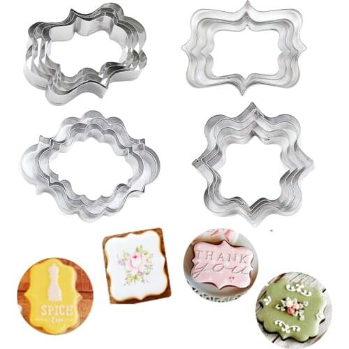 Stainless Steel Cookie Cutter Cooking Tools for Cake Wedding Blessing Frame Shape Biscuit Chocolate Mold Stencil CS169