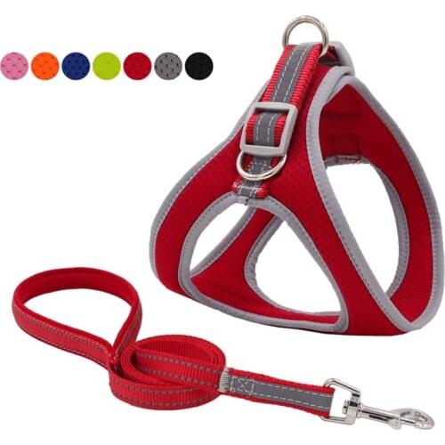 Dog Harness Reflective Breathable Adjustable Pet Harness For Dog Vest Patch Outdoor Walking Dog Supplies
