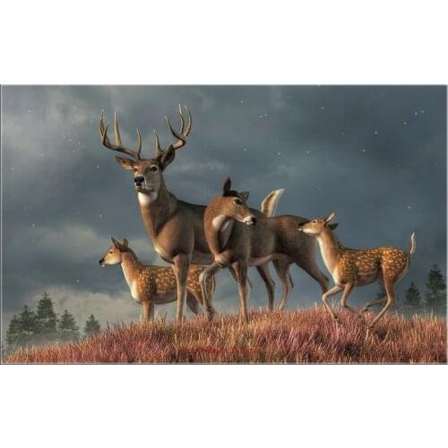 White Tailed Deer Family - Counted Cross Stitch Kits - Handmade Needlework Embroidery 14 ct Aida Cross Stitch Sets