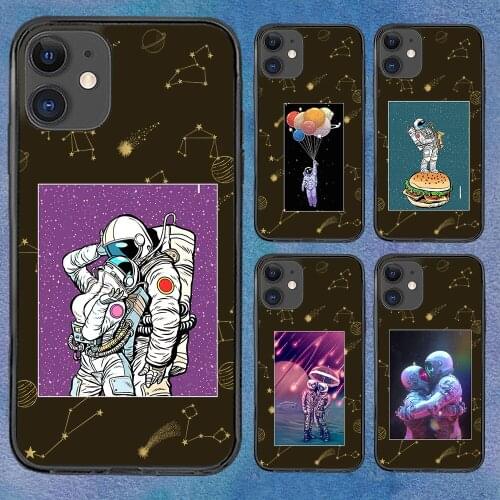 Astronaut Funny Phone Case For iphone 12 11 6 Mini Pro XS Max X XR 7 8 Plus Soft TPU Cover 12Pro 11Pro 12Mini