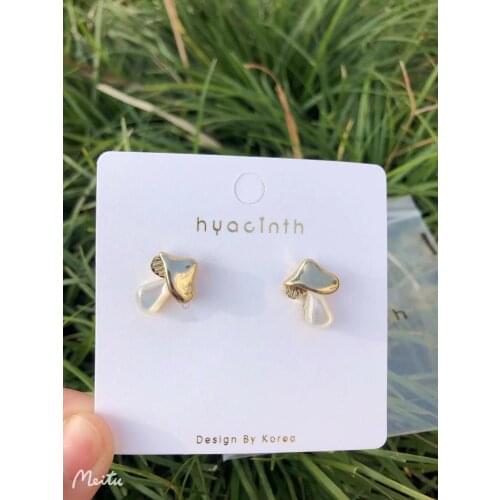 S925 Silver Ear Needle Stud Earrings Minimalist Fresh Mother Mushroom Heart With Brass14k Gold Jewelry for Women HYACINTH 2021