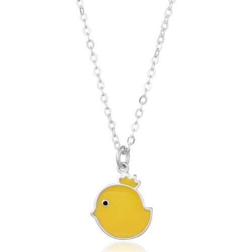 925 Sterling Silver Necklace Pendant For Women Yellow Chick Pendant New Trendy Charm Adjustable Chain Choker Gift Jewelry