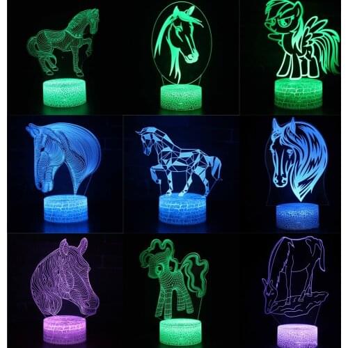 Animal Horse Series 3d Night Lamp Colorful Touch Remote Control Creative Gift Desk Visual Bedroom On Table Decoration Bureau