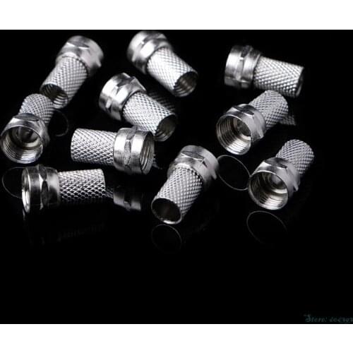 10Pcs/Set 75-5 F Connector Screw On Type For RG6 Satellite TV Antenna Coax Cable Twist-on