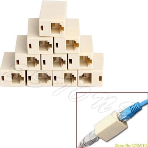 New High quality 10pcs RJ45 CAT5 Coupler Plug Network LAN Cable Extender Connector Adapter New