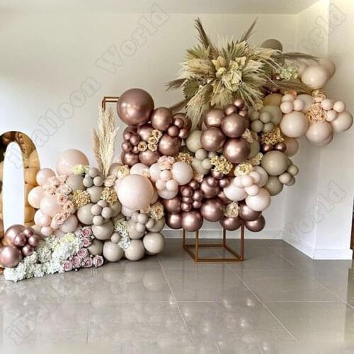 165pcs Wedding Birthday Party Double Apricot Latex Balloon Garland Balloon Arch Kit Event Dinner Decor Baby Shower Decoration