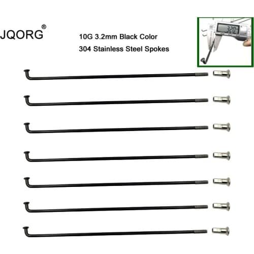 18 Pieces A Lot Diameter 3.21 mm 10 G Electric Motorcycle Spokes 304 Stainless Steel Black Color J-BEND E-bike Spokes With Nuts