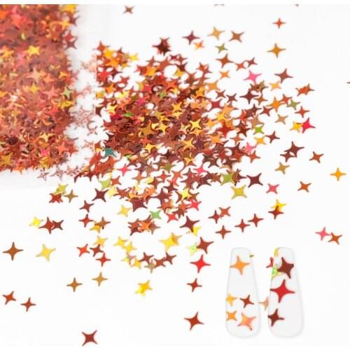 4Bag Four-pointed Star Sequins 3D Holographic Glitter Flakes Nails Decor For Nail Charms Design Professional Supplies Manicure