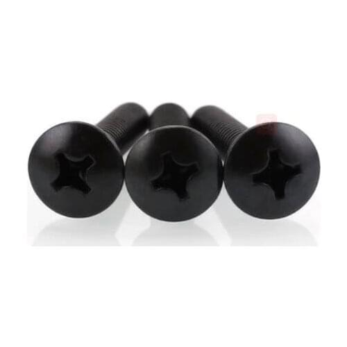 50pcs M6 phillips screws truss mushroom large umbrella round head full tooth bolts carbon steel black 8mm-40mm long