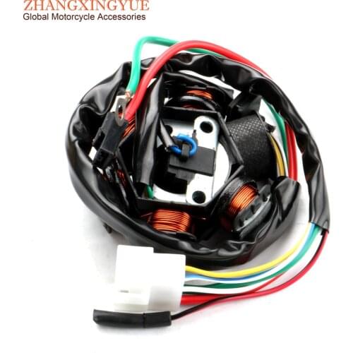 Scooter 6-Coil Magneto Stator for Sym Fancy50 Peugeot Rapido Vision 50 Kymco DJ Fever Kb 50cc 2 Stroke