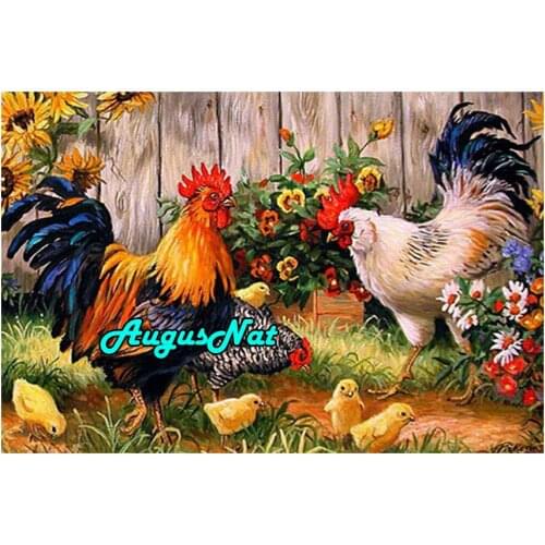 Cocks diamond painting rooster daimond embroidery full round chicken diamant paint puzzle picture animals diamant stickers decor