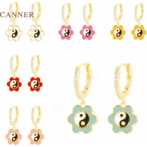 CANNER 925 Sterling Silver Earrings For Women Yin And Yang Earrings Dangle Ear Piercing Pendientes Mom Gift 2021 Trend Unusual