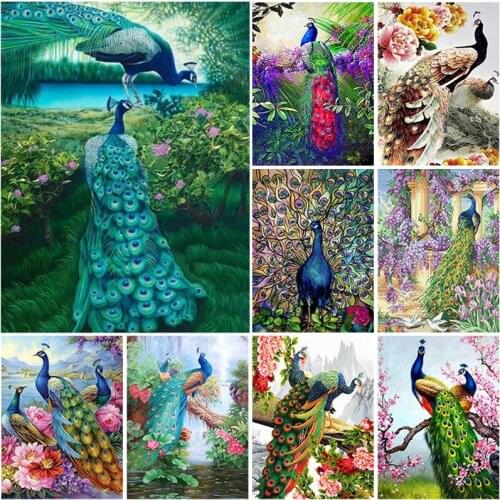 DIY Peacock Diamond Painting Accessories Full Drill Set Mosaic Embroidery Photo Cross Stitch Kits Wall Art Pictures For Hotel