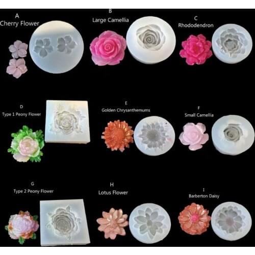 DIY Flower Silicone Molds Resin Camellia Peony Daisy Lotus Flower Jewlery Making