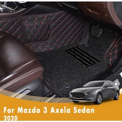 RHD Luxury Double Layer Wire Loop Carpets Car Floor Mats For Mazda 3 Axela Sedan 2020 Auto Accessory Kits Tapis Floorliners