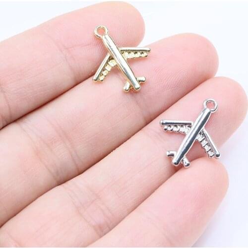 Eruifa 20pcs 15mm Zinc Alloy Popular Lovely Plane Coin Charms Wholesales Necklace,Earring Bracelet Jewelry DIY Handmade 2 Color