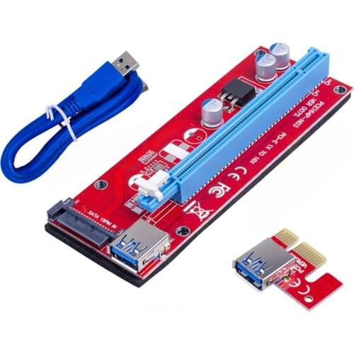 10pcs VER007S USB 3.0 Cable 007S PCI-E 1X to 16X PCI-E Riser Card Extender PCI Express Adapter 5Pin SATA Power for BTC Mining