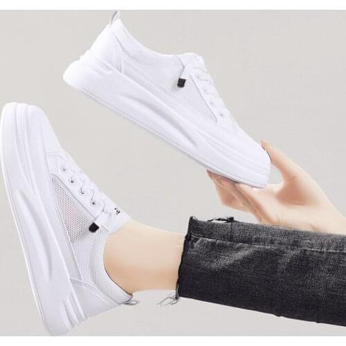 Pop Sneakers Women Nice Breathable Mesh Casual Shoes Female Fashion Sneaker Lace Up High Leisure Women Vulcanize Shoe Platform
