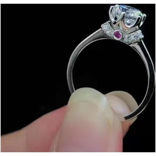 Round Cut D Color 0.5ct/1ct VVS1 Moissanite 925 Silver Ring Diamond Test Passed Fashion Claw Setting Women Christmas Gift