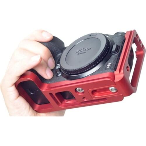 L-Shaped Vertical Metal Camera Quick Release Plate L-Bracket & Hand Grip for Nikon Z6/Z7 Red/Black