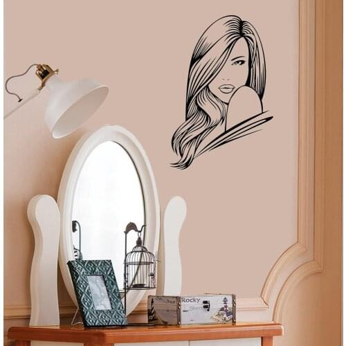 Hot Vinyl Window Decor Salon Wall Sticker Girls Hair Transfer Beauty Graphic Art Decal Living Room Home Decor Removable WL350