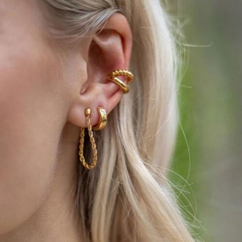 Small Clip Earrings For Women Fashion Jewelry Double-layer Gold Ear Clips Without Piercing Cool Personality Girls Jewelries