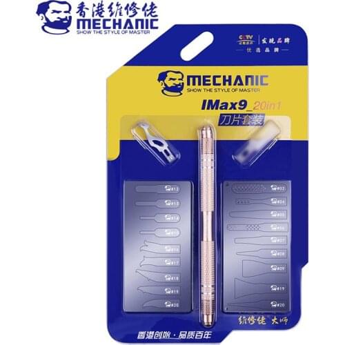 MECHANIC IMax9 20 in 1 Non-Slip Metal Scalpel Knife Kit For Cutter Engraving Craft Knives Mobile Phone PCB Stencil Repair Tools