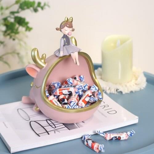 Cute bubble girl desktop practical candy storage ornaments creative resin home porch box