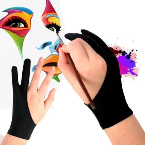 1PCs Multifunction Painting Drawing Gloves Two Fingers Sketch Black Anti-dirt Gloves for Drawing Tablet School Art Supplies