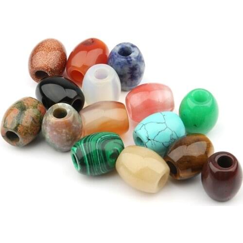 Fashion Natural Stone Flat Beads Multiple Colour Big Hole Good Quality DIY Jewelry Accessories 20*15mm Hole size 6mm
