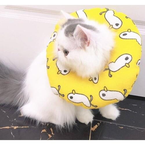 Cartoon Pet Cat Dog Health Recovery Elizabethan Cotton Filling Collar Protective Medical Cone E- Collar Sleeping Pillow