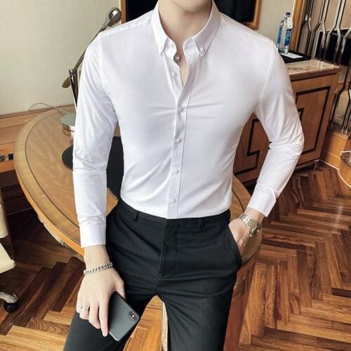 Mens Blouse Mens 2020 Single Single Fine Fit Long Sleeve Mens Blouse 3XL-S