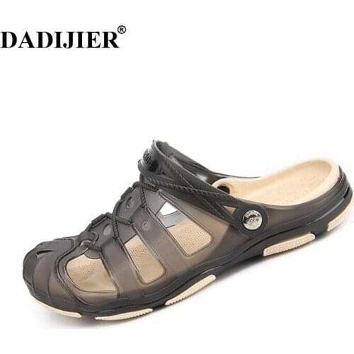 DADIJIER 2018 Mens Sandals Summer half Slippers Fashion Man Casual High quality Soft Beach Shoes Flat Axoid Jelly sandals ST272