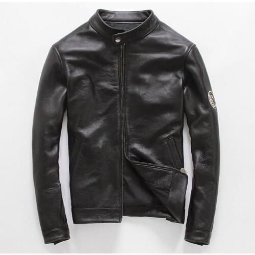 Genuine Leather Jacket Men Real Sheepskin Leather Coat Spring Autumn Motorcycle Outerwear Casaco Masculino 11 MF031