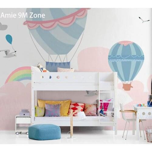Wallpaper white pink hot balloon cartoon for kids room wall decor wall art wallpaper rainbow cloud discount pale pink blue