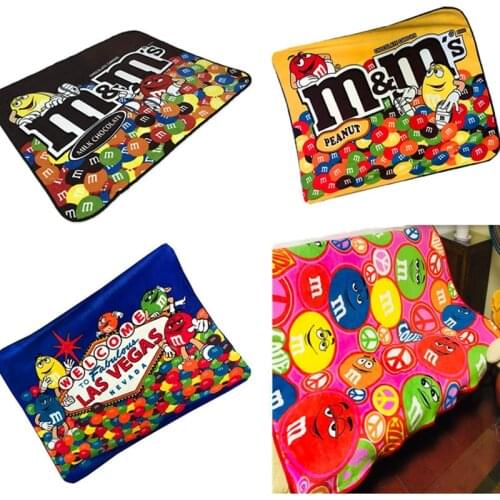 M&Ms Coral Fleece Throw Blanket M Chocolate Beans Air-Condition Blanket Bedsheet 130*160cm