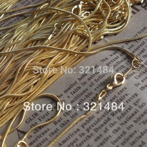 Gold plated chain necklaces in bulk 16 inch 100piece snake link chains with lobster clasp
