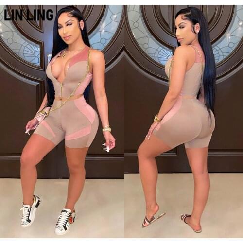 LINLING Sexy Women Summer Tracksuit Shorts Set Crop Top T Shirt+Shorts Sweatsuit 2 Piece Outfits Women Bodycon Two Piece Sets
