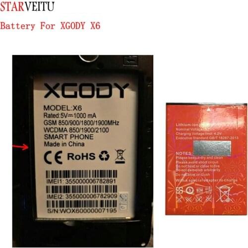 Starveitu Battery for XGODY X6 5.0inch Mobile Phone Rechargeable Li-ion 2500mAh Batteries with Tracking Number