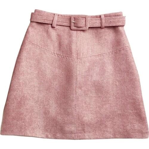 Wsfs Black Khaki Black Skirt Women Elegant Aline Corduroy Skirts 2018 Sexy Party Club Bandage Mini Skirts Lady Belt Four Season