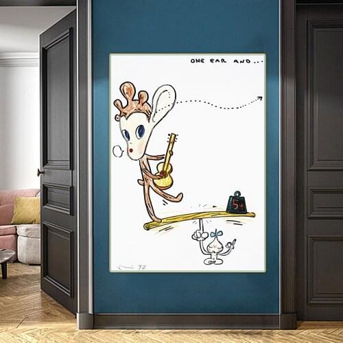 Yoshitomo Nara《One Ear And ...》Cartoon Japanese Canvas Art Oil Painting Aesthetic Artwork Picture Wall Decor Home Decoration