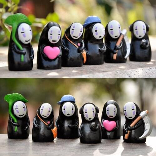 6 Pcs/set Spirited Away No Face Man Figures Toy Miyazaki Hayao Swing Anime Action Figure Model Decoration Doll Collection