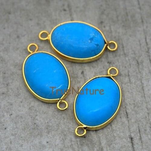 Blue Turquoises Pendants Double Bails Oval Howlite Turquoises Charm For Necklace In 16*29 mm PM5769