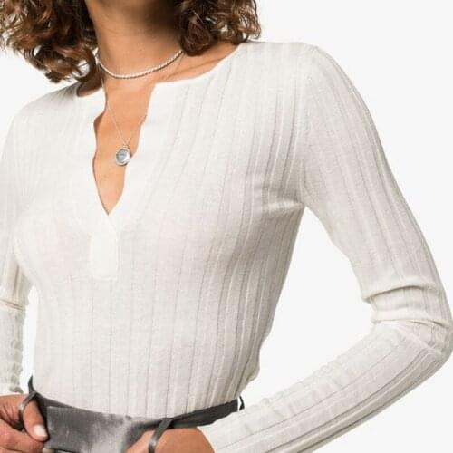 Women Slim Sweater V Neck White Gray Black Wool and Cashmere Knitted Pullover 2021 New Autumn Ladies Bottom Cloting
