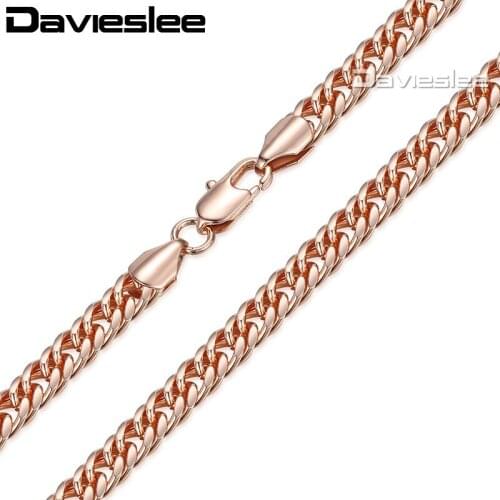 Davieslee Womens Mens Necklace Rose Gold Filled Chain Cuban Link Gold Jewelry Trendy Gift 5mm 18-28inch LGN162