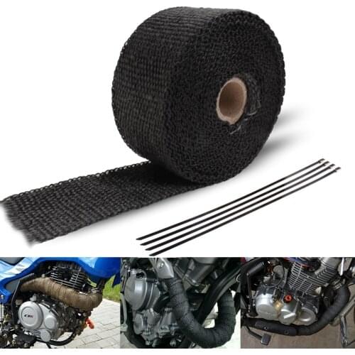 10m 5m Titanium Thermal Exhaust Heater Pipe Tape Heat Insulating/Resistant Wrap Fireproof Cloth Roll With 4 Steel Ties New