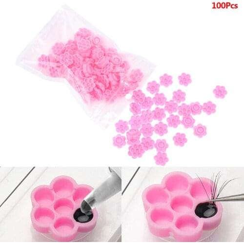 100Pcs Flower Beauty Eyelash Extension Glue Cups Epoxy Cup Delay Cup Grafting Eyelash Tool Tattoo Adhesive Pigment Cups