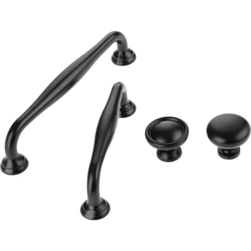 1x American Style Black Cabinet Handles Solid Zinc Alloy Kitchen Cupboard Pulls Drawer Knobs Furniture Handle Hardware