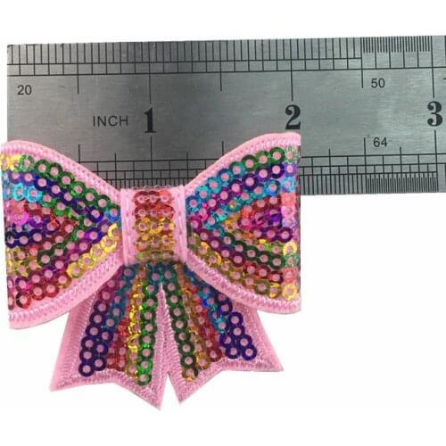 30 pcs / lot ,2'' Embroidered sequin bow hair clip ,26colors colorful bow with clip fashion accessories hot sale