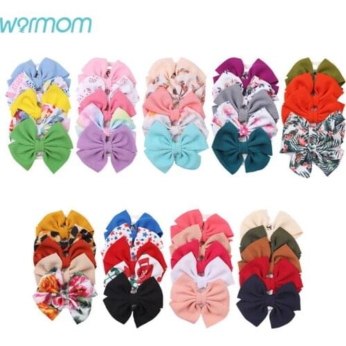 Warmom 5PCS Kids Elastic Hair Bands Fashion Baby Girls Bowknot Nylon Headband Newborn Elastic Candy Color Headwear Accessories